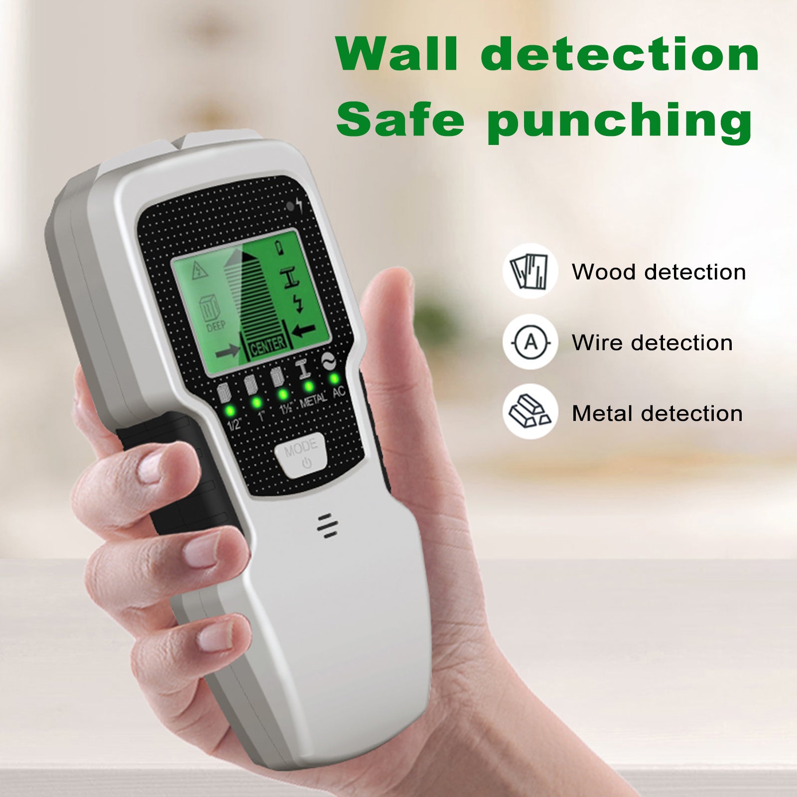 Stud Finder Wall Scanner 5 in 1 Electronic Stud Detector with HD LCD Display Used for Detecting Wood Metal Wire with Warning Function