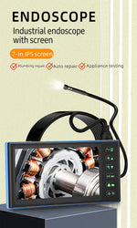 Dual Camera Endoscope with 7-inch IPS Color Screen Borescope with 7 LED Lights 1080P Photos Videos Snake Camera IP67 Waterproof 2 Million Pixels Inspection Camera with TF Card Slot