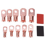100Pcs Cable Lug Kit Brass Connector AWG Terminal Black Red Heat Shrinkable H Tube 12x30mm