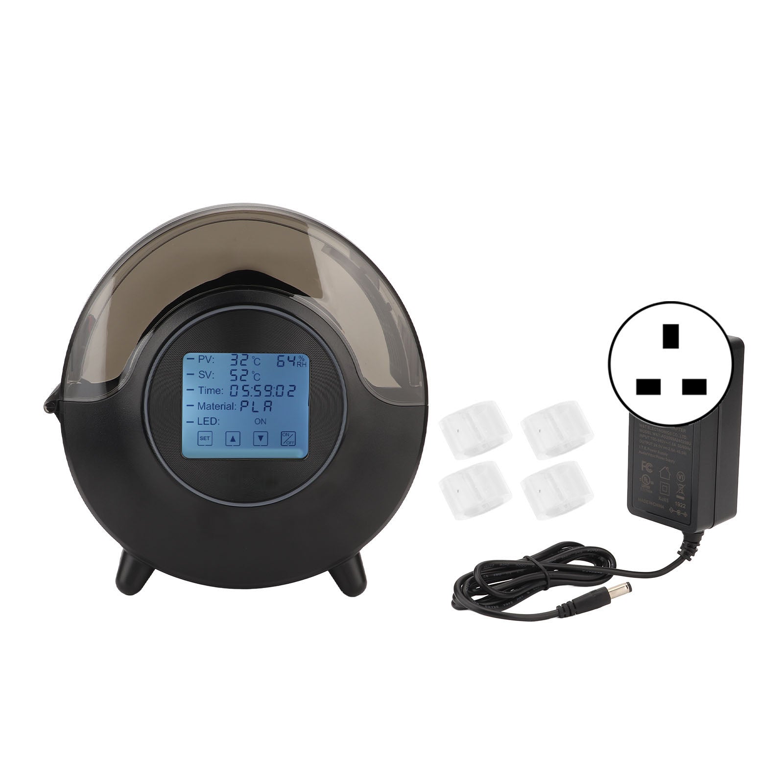 3D Printer Filament Dryer Box Touch Screen 360 Degree Heating Consumables Drying Box 100‑240V UK Plug