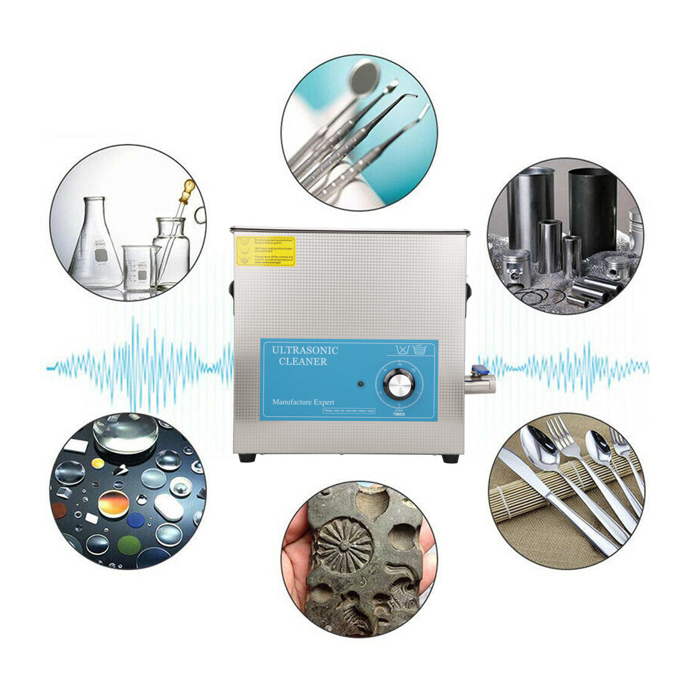 360T Ultrasonic Cleaning Machine Mechanical Timing Cleaner Equipment 6.5L 0~20minUK Plug 200~240V