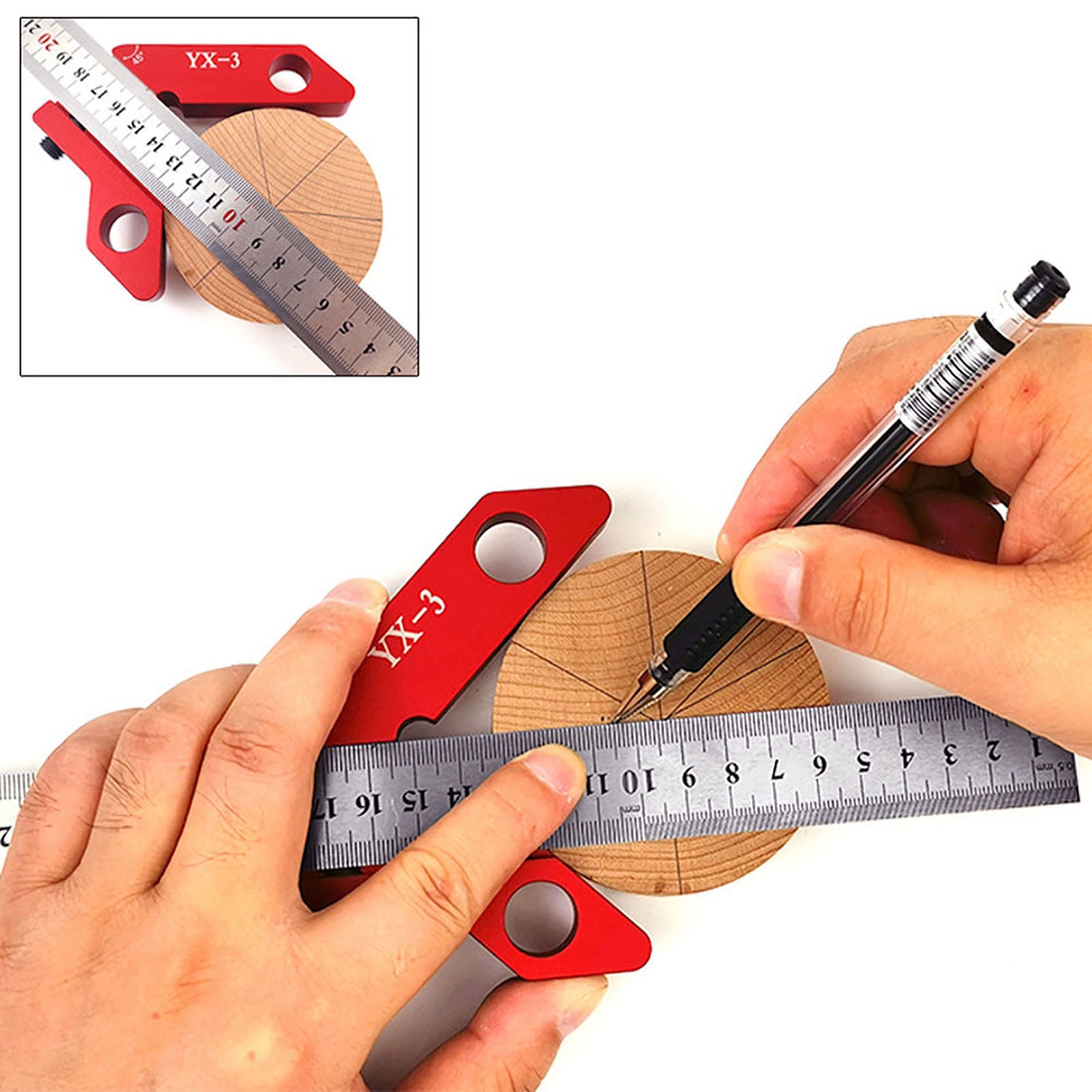 YX-3 Center Line Scriber 45 90 Degrees Angle Line Caliber Ruler Measuring Tool