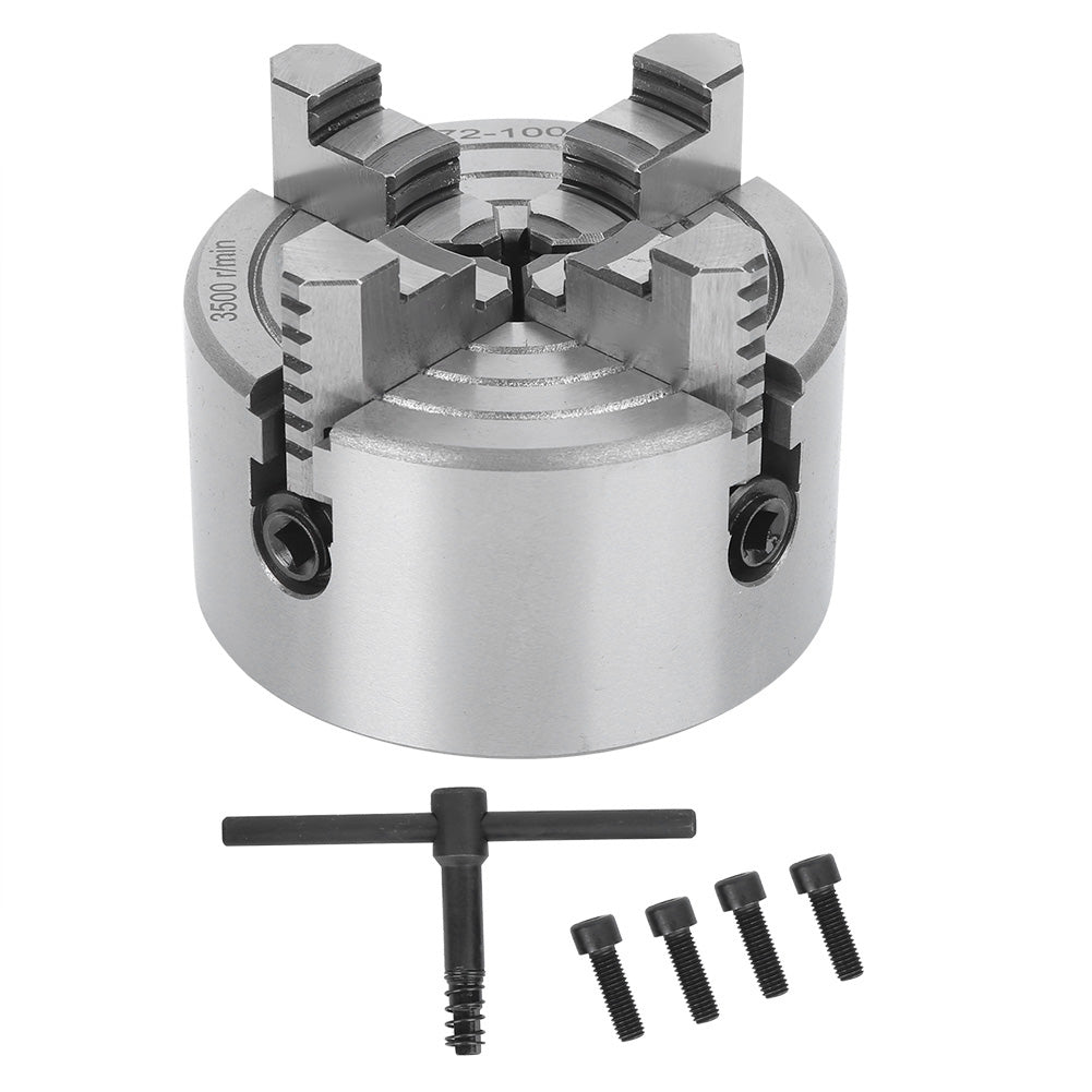 4 Jaw Independent Lathe Chuck Strong Clamping Force Workholding Tool 100mm 3500r/min
