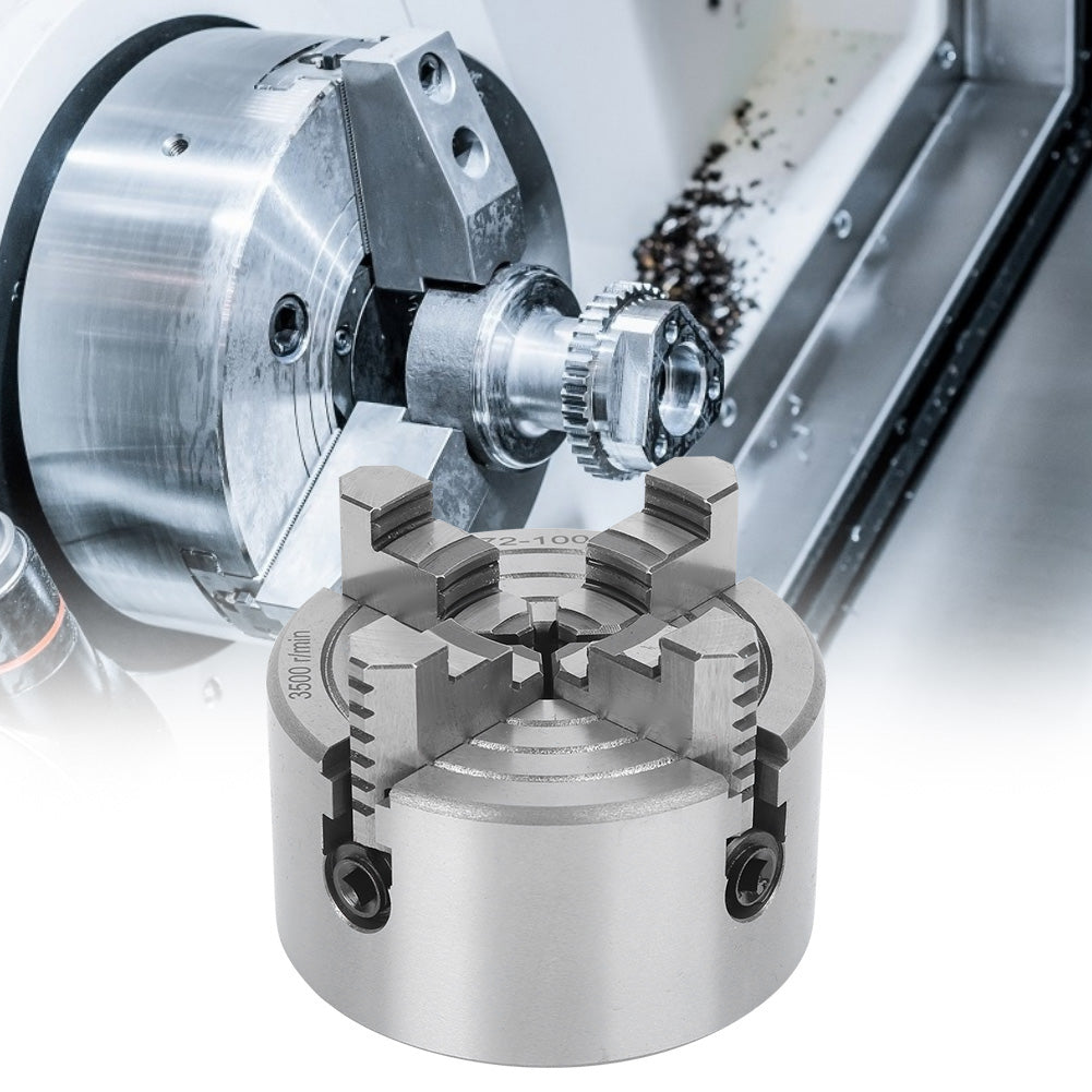 4 Jaw Independent Lathe Chuck Strong Clamping Force Workholding Tool 100mm 3500r/min