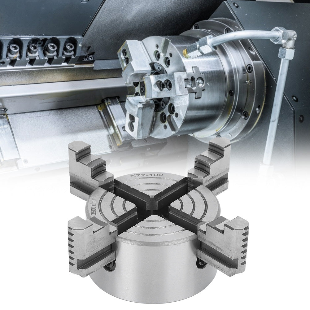 4 Jaw Independent Lathe Chuck Strong Clamping Force Workholding Tool 100mm 3500r/min