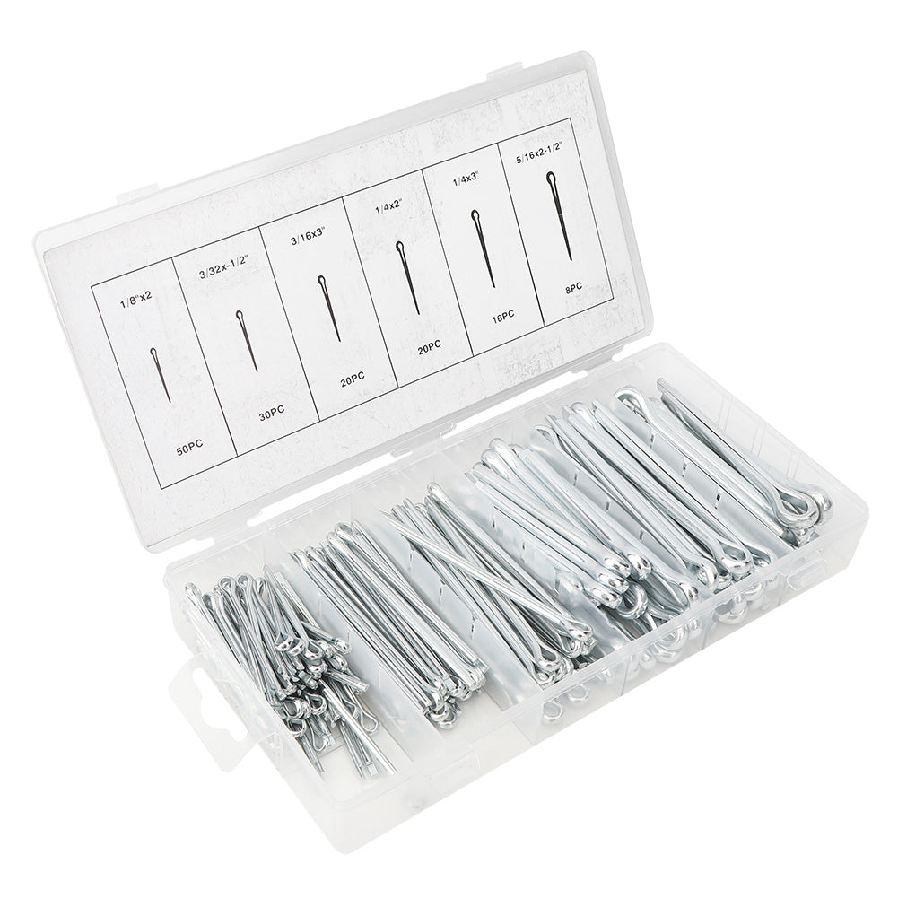 144Pcs Cotter Pin Assortment Set Kit Iron Industrial Supplies Fastener Manual Tools
