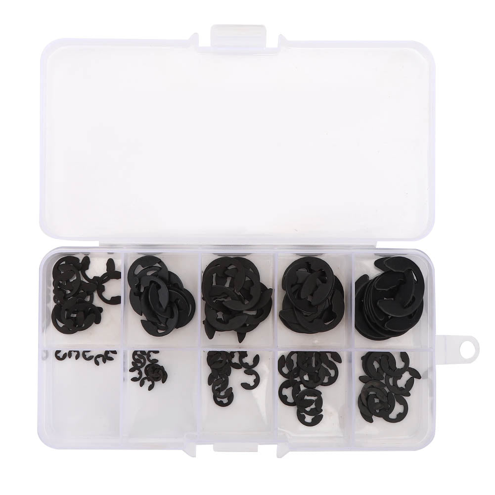 120Pcs EClip Snap Circlip Kit Open Retaining Ring Black Manganese Steel Boxed 1.510mm