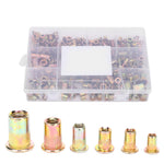 300Pcs Blind Riveting Nuts Set Color Plated Zinc Steel Vertical Grain Hardware Accessories
