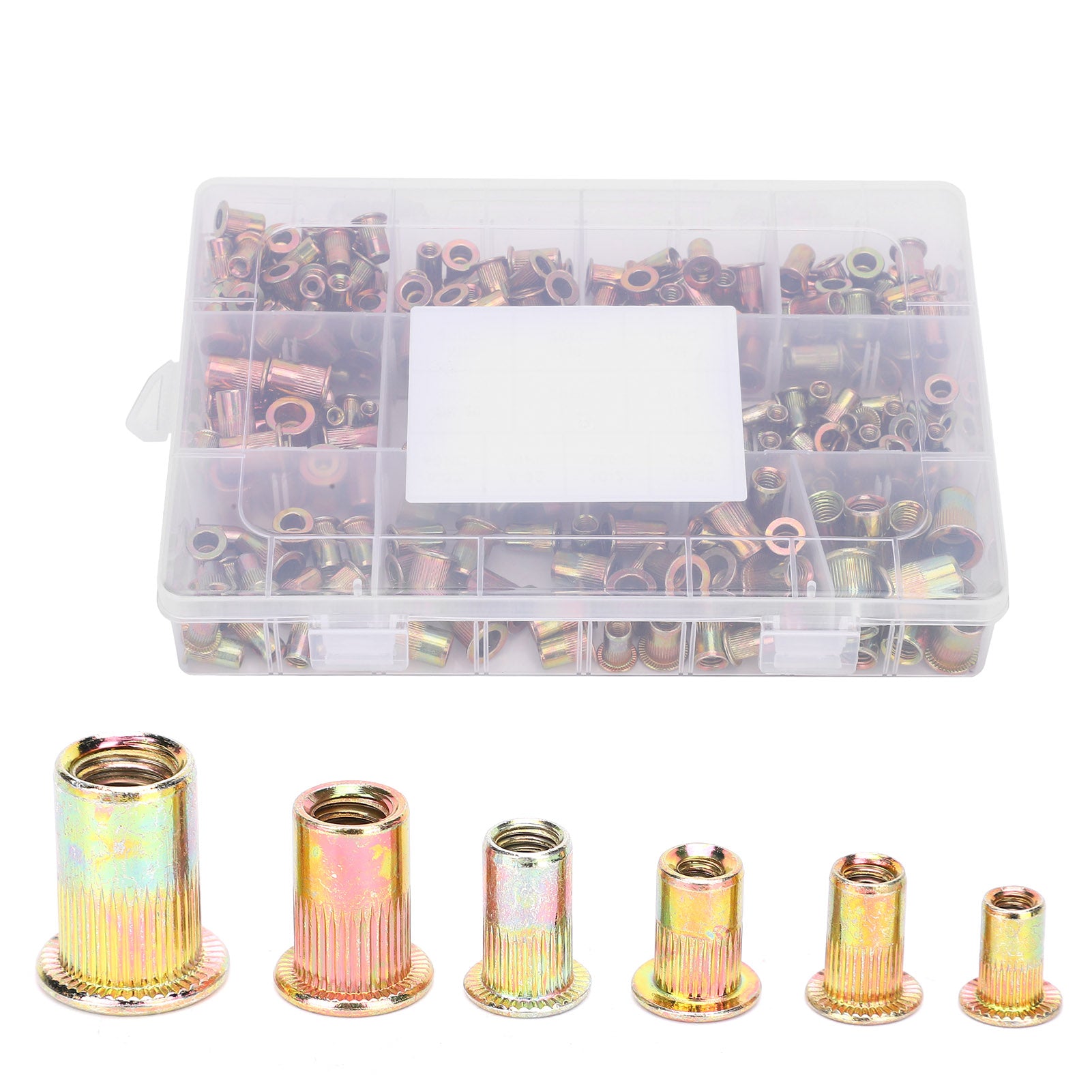 300Pcs Blind Riveting Nuts Set Color Plated Zinc Steel Vertical Grain Hardware Accessories
