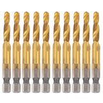 10Pcs Hex Shank Screw Tap M6‑Drill 5.0 Coated Composite Spiral Flute Tap Accessory