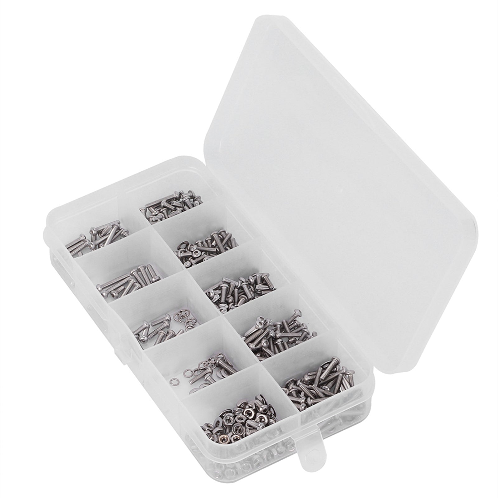 600Pcs Screw Nut Set 304 Stainless Steel Hex Socket Bolt Flat Spring Washer Fasteners