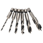 6Pcs 3 Point Drill Bit High Speed Steel Imperial Wood Drills Bits for Woodworking Maple