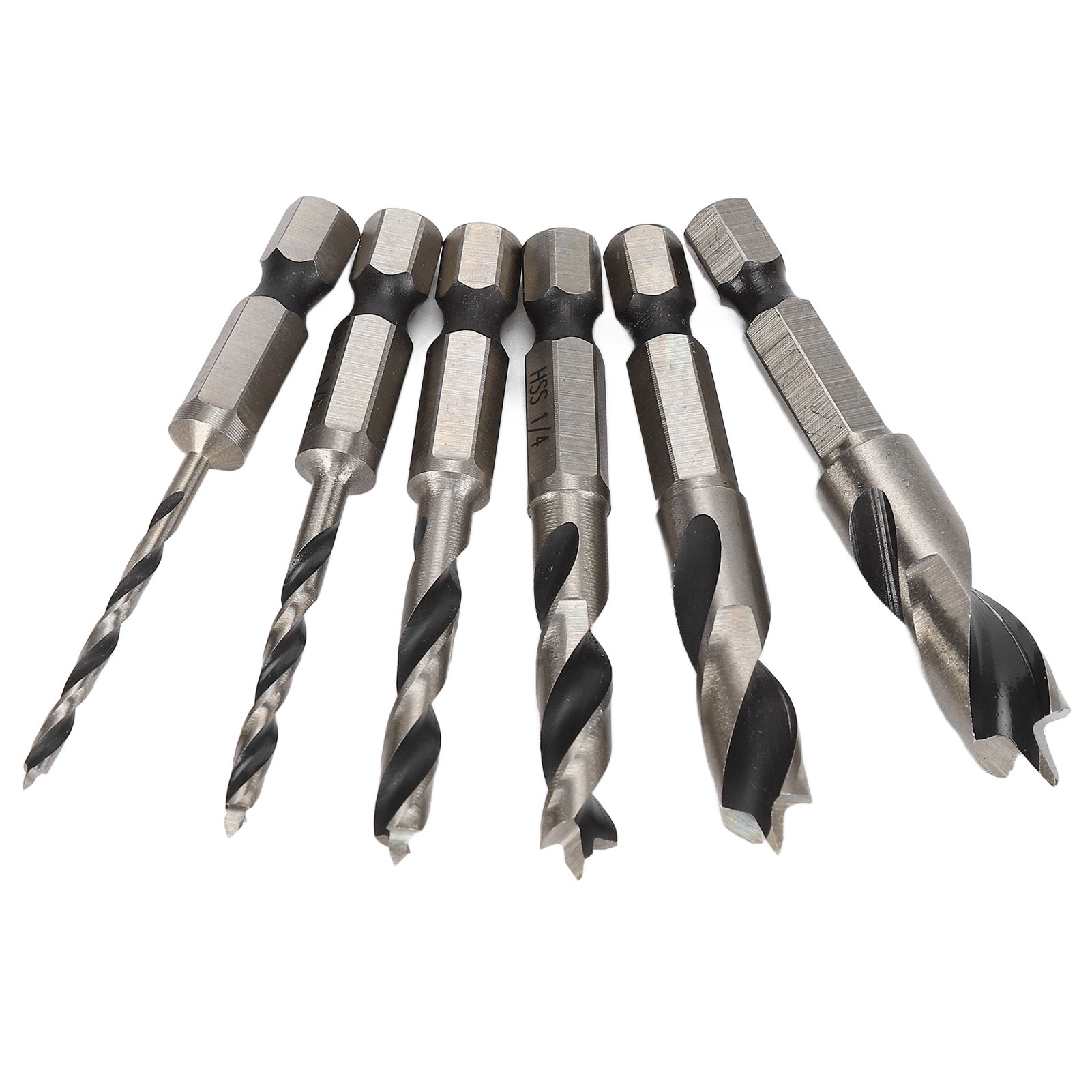 6Pcs 3 Point Drill Bit High Speed Steel Imperial Wood Drills Bits for Woodworking Maple