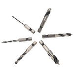 6Pcs 3 Point Drill Bit High Speed Steel Imperial Wood Drills Bits for Woodworking Maple