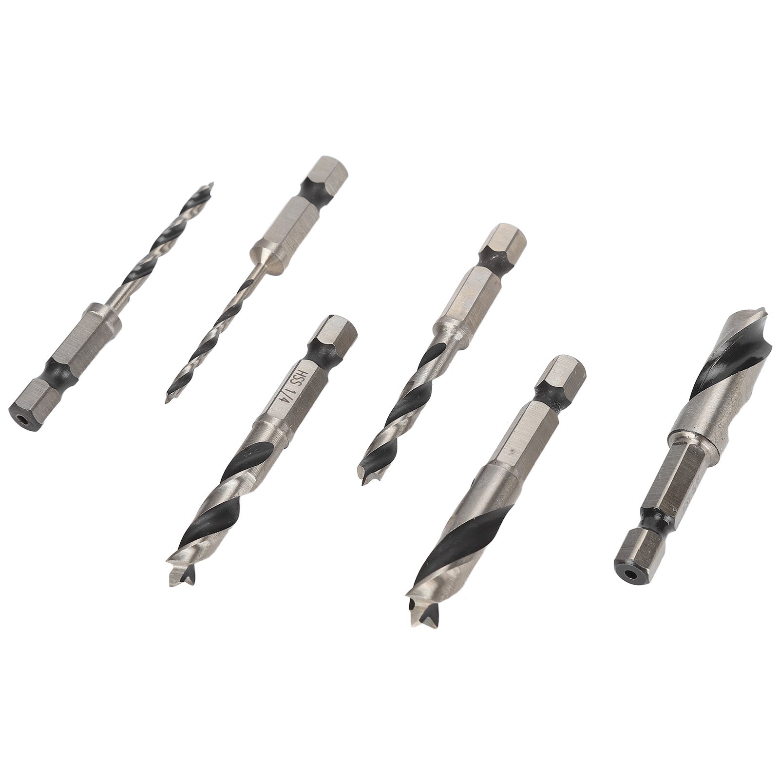 6Pcs 3 Point Drill Bit High Speed Steel Imperial Wood Drills Bits for Woodworking Maple