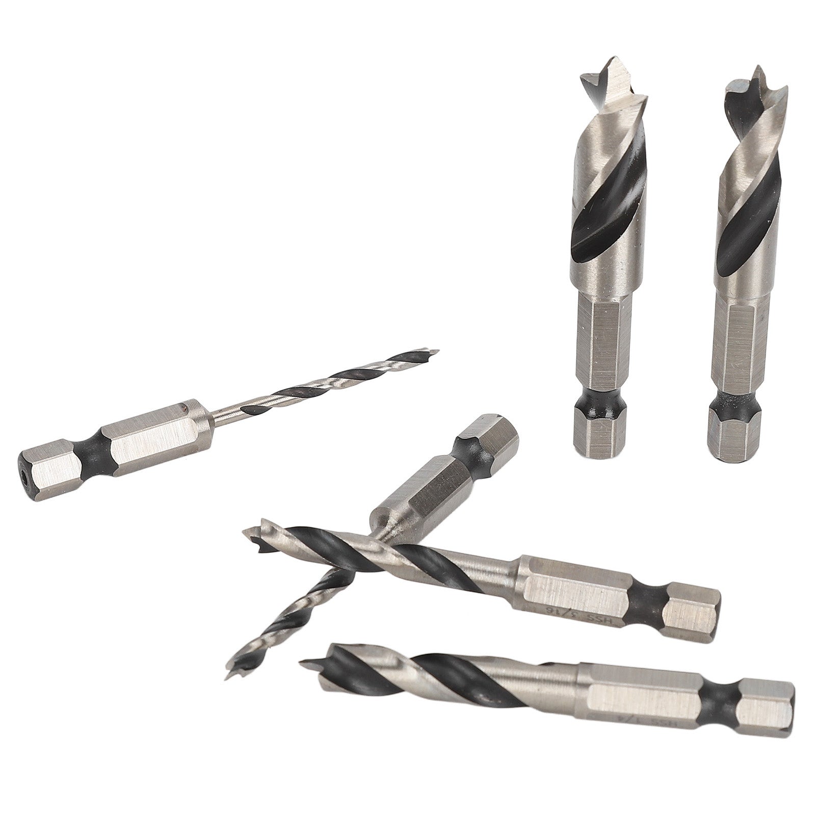 6Pcs 3 Point Drill Bit High Speed Steel Imperial Wood Drills Bits for Woodworking Maple