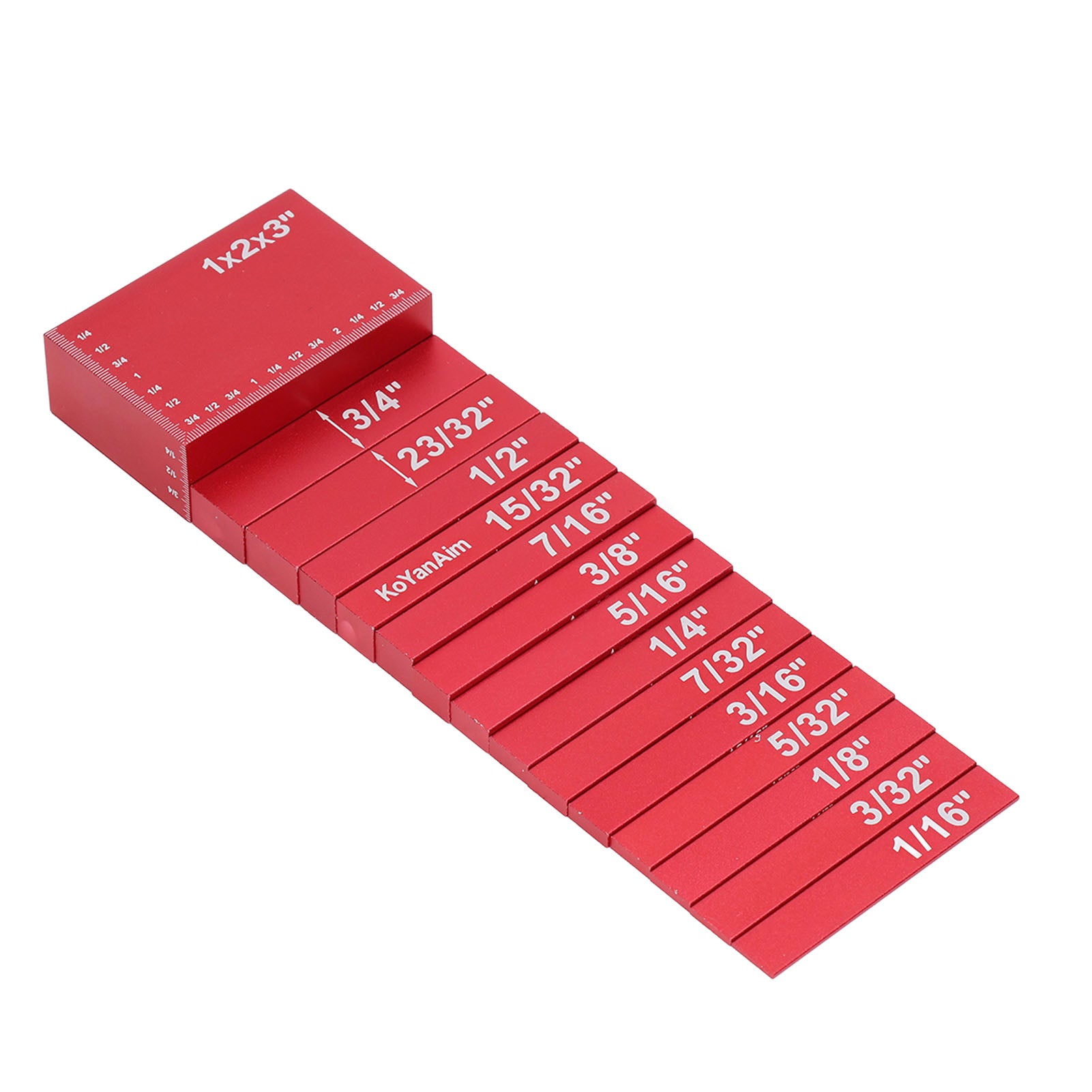 15pcs Setup Blocks Laser Engraved Size Aluminum Alloy High Strength Height Gauge Set for WoodworkingRed