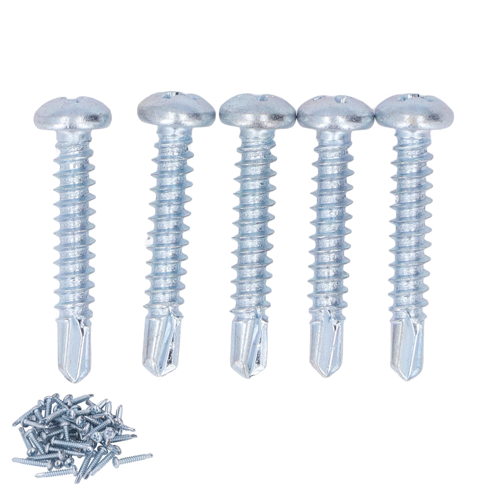 50 Pcs Round Head Self Drilling Screw 4.2x25mm Galvanized Steel Drill Screws for Furniture Repair Cross