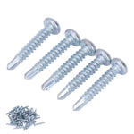 50 Pcs Round Head Self Drilling Screw 4.2x25mm Galvanized Steel Drill Screws for Furniture Repair Cross