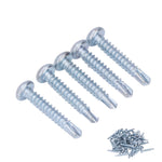 50 Pcs Round Head Self Drilling Screw 4.2x25mm Galvanized Steel Drill Screws for Furniture Repair Cross