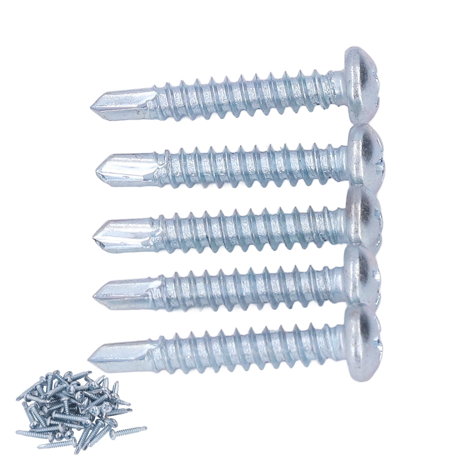 50 Pcs Round Head Self Drilling Screw 4.2x25mm Galvanized Steel Drill Screws for Furniture Repair Cross