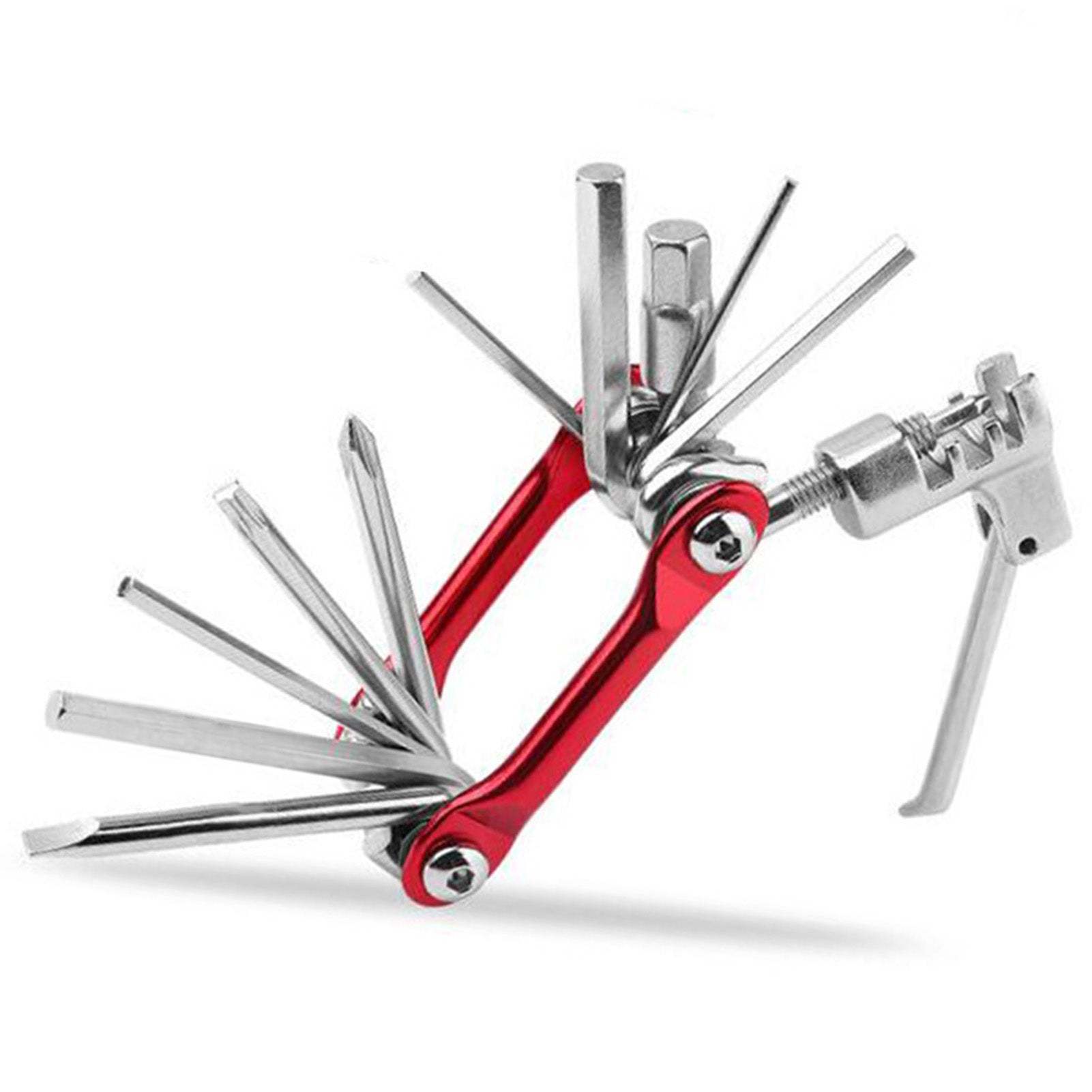 11 in 1 Bike Multitool Chain Breaker Hex Wrench Slot Cross Screwdriver Multi Function Bike Repair Tools Red