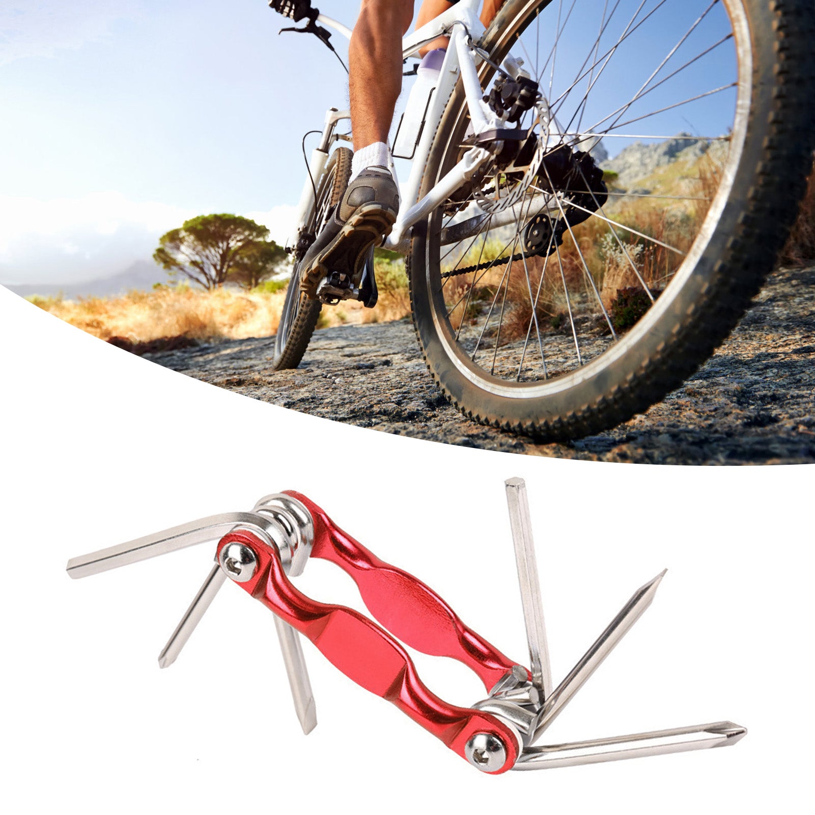 11 in 1 Bike Multitool Chain Breaker Hex Wrench Slot Cross Screwdriver Multi Function Bike Repair Tools Red