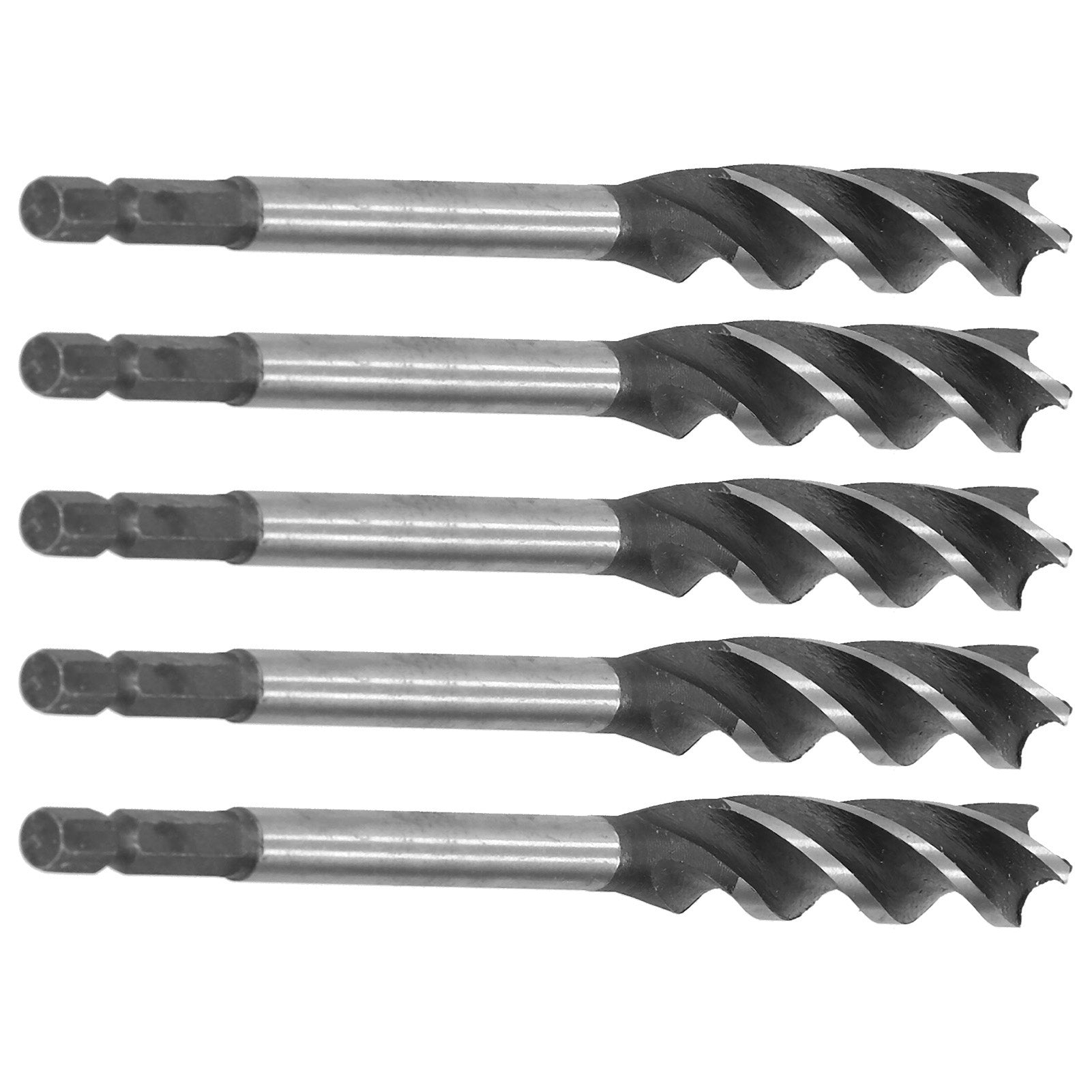 5Pcs Woodworking Drill Bit Metal Hole Saw Auger Bit 4‑Fulte 4‑Slot Hex Shank Cutter Tool 14mm