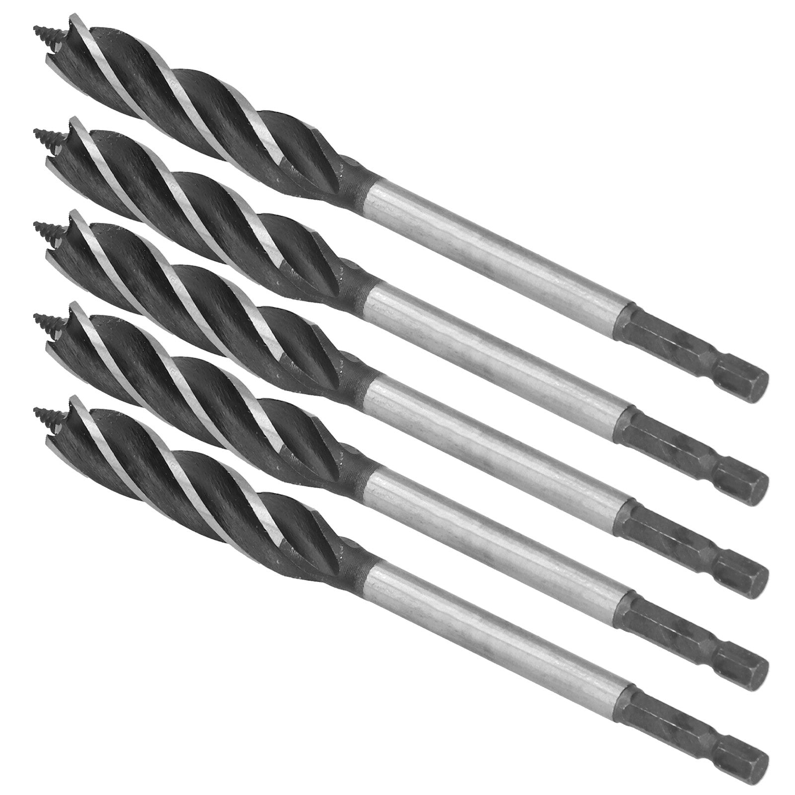 5Pcs Woodworking Drill Bit Metal Hole Saw Auger Bit 4‑Fulte 4‑Slot Hex Shank Cutter Tool 14mm