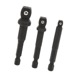3Pcs Socket Adapter 1/2in 3/8in 1/4in Hex Shank Chrome Vanadium Steel Tool Set Kit