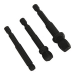 3Pcs Socket Adapter 1/2in 3/8in 1/4in Hex Shank Chrome Vanadium Steel Tool Set Kit