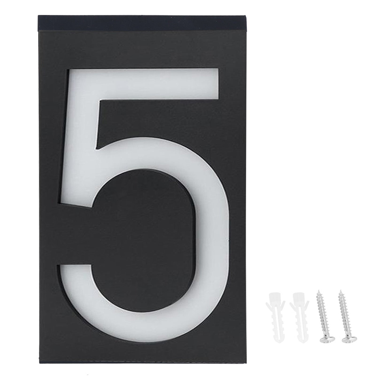 Outdoor Solar Power LED Number Sign Light House Hotel Store Door Address Lights Plate(Numéro 5 )