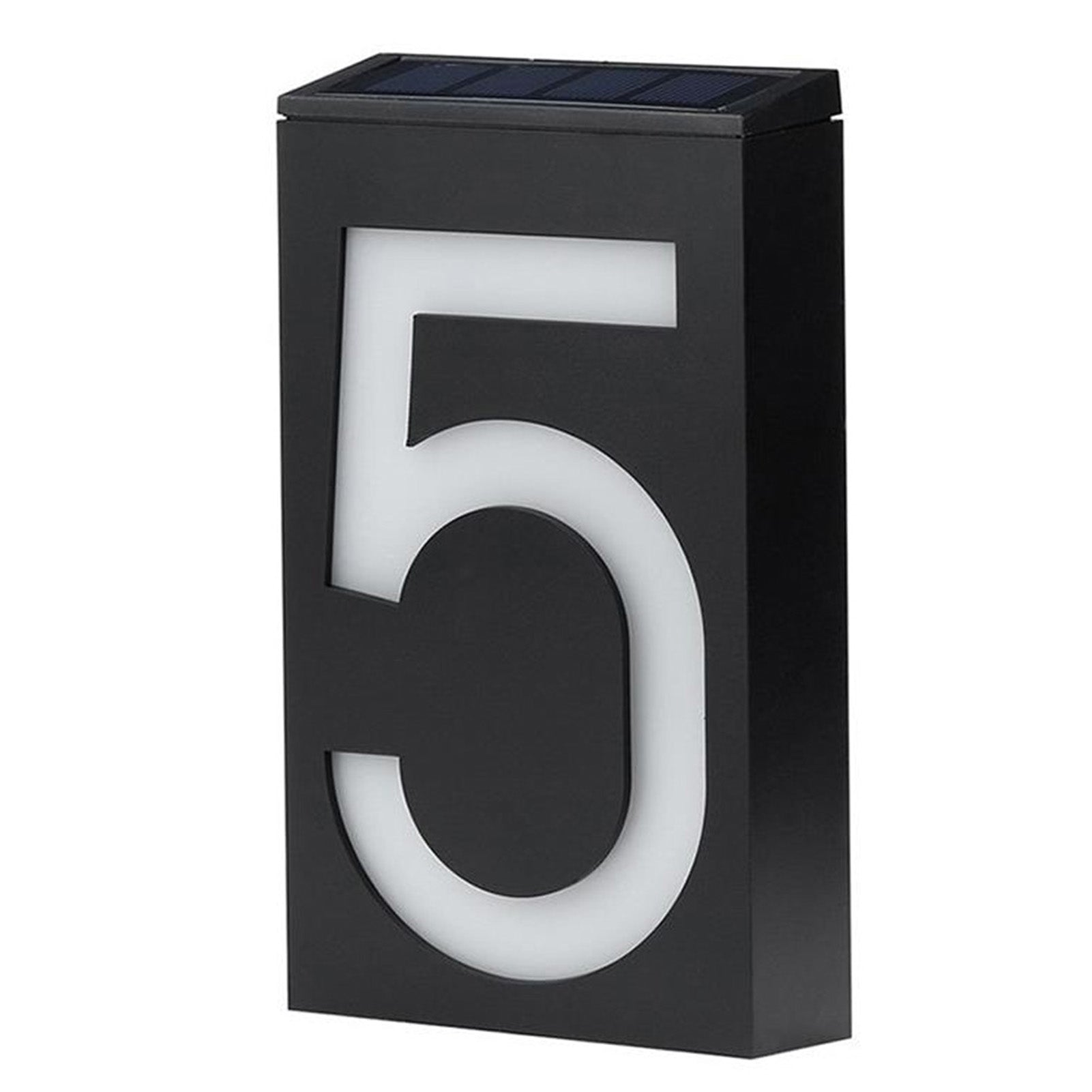 Outdoor Solar Power LED Number Sign Light House Hotel Store Door Address Lights Plate(Numéro 5 )