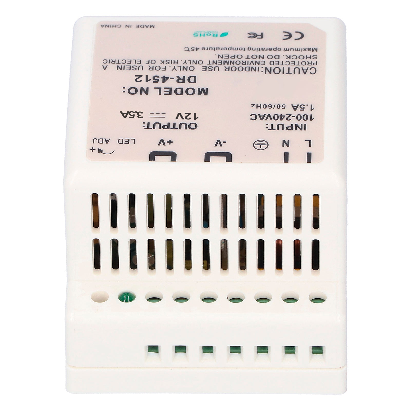 DIN Rail Power Supply LED Switching Adjustable Regulated for Electric Control CabinetDR‑45‑12