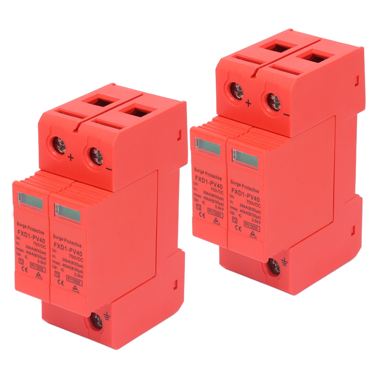 2Pcs SPD Protective Devices DC Photovoltaic Arrester 2P 40KA FXD1‑PV40