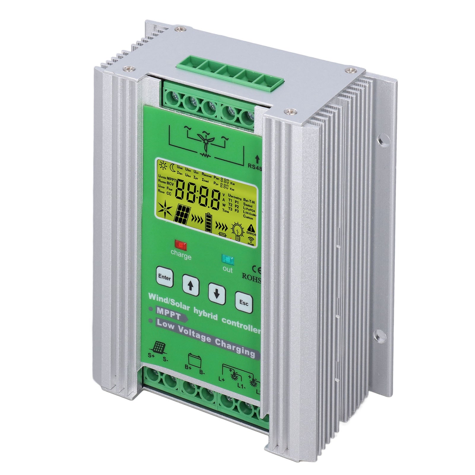 Wind Solar Hybrid Controller MPPT Boost Charge Controller for Acid Lithium Battery DC12V 24V