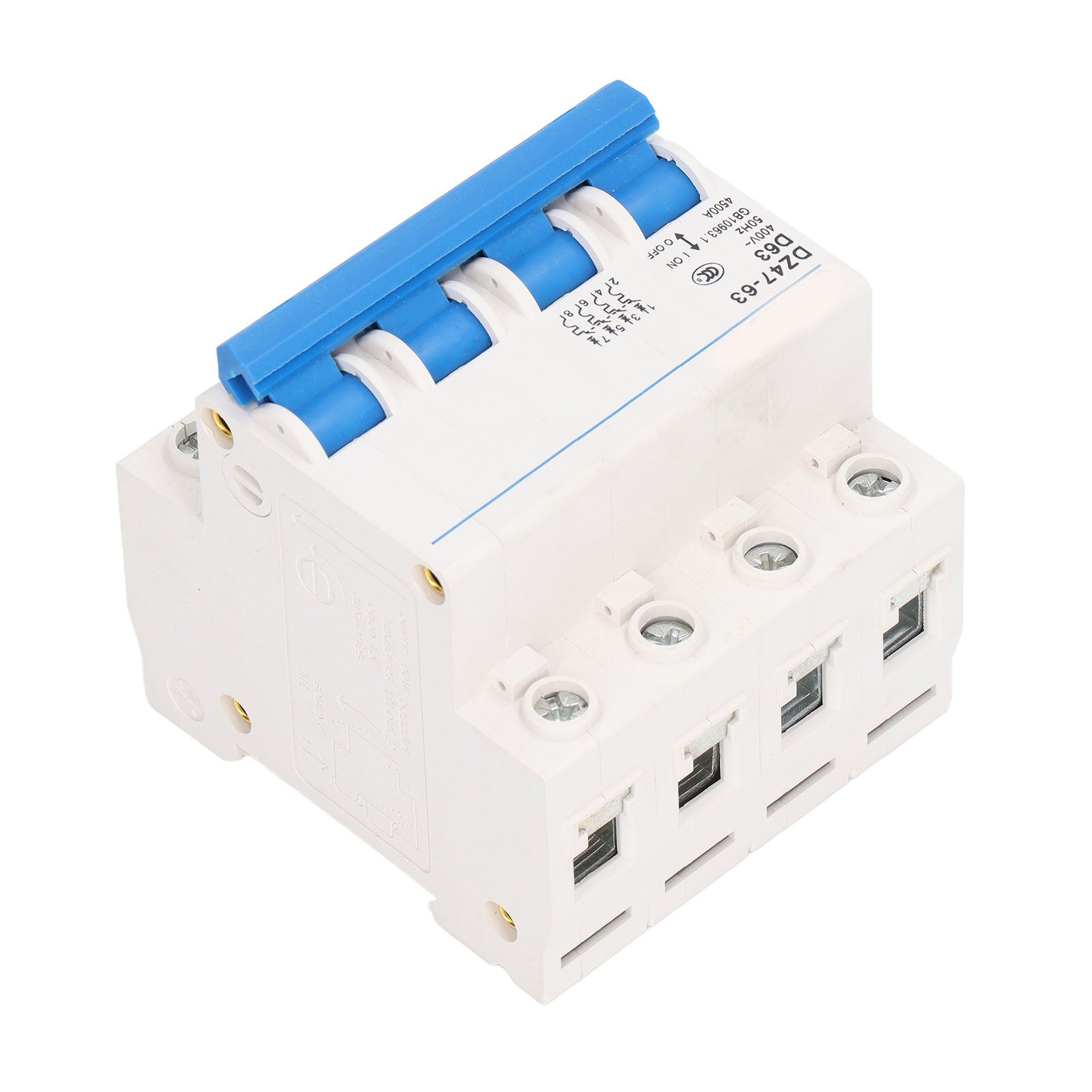 4P Miniature Circuit Breaker DIN Rail Mount Low Voltage Overload Protection Switch 400V 63A