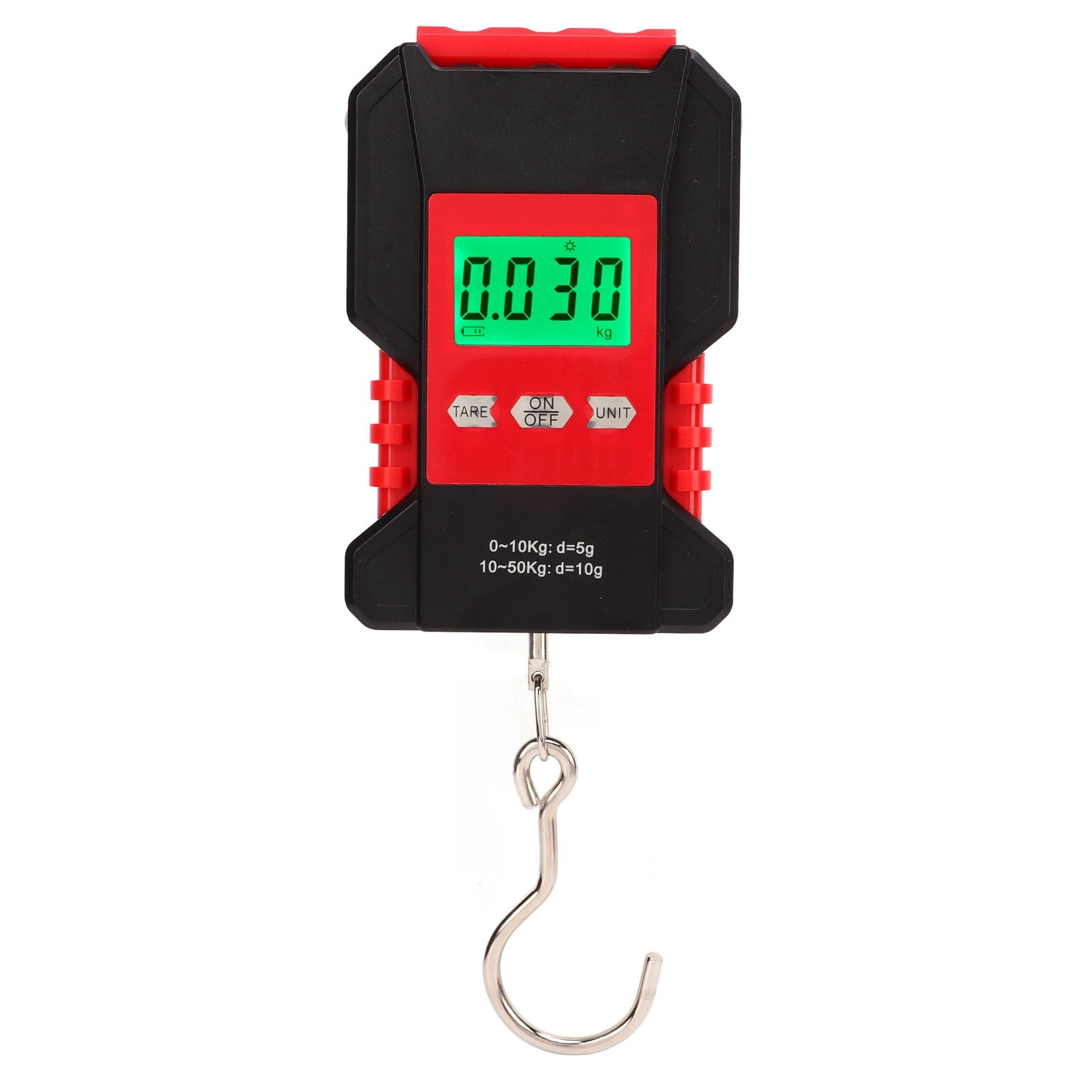 Digital Hanging Scale Waterproof Panel Stainless Steel Portable Fishing Scale with S Shape Hook 0-50kg