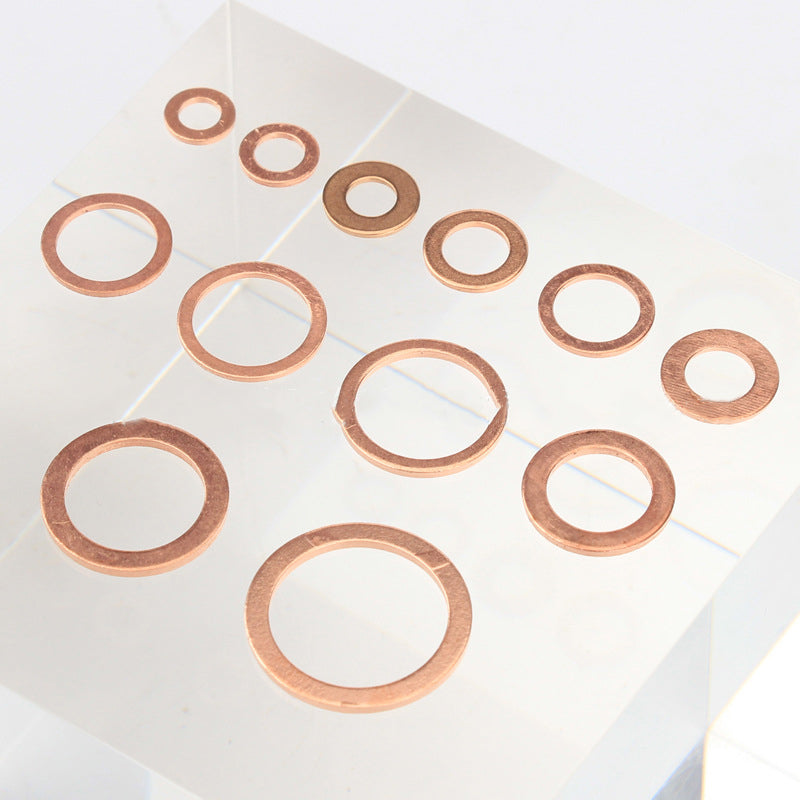 300PCS Flat Round Washers M5‑M20 Assortment Kit Copper Gasket Sealing Rings with Storage Box