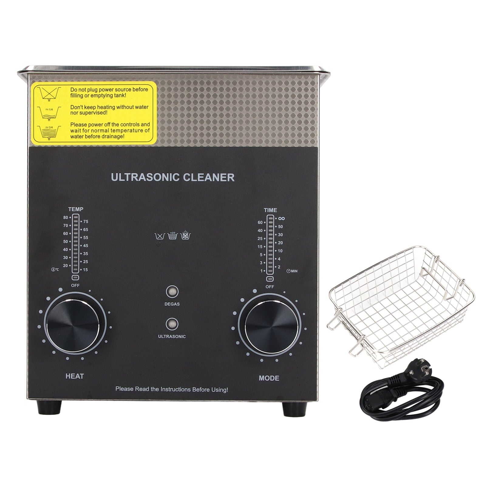 Ultrasonic Cleaner 2L Dual Mode Portable Stainless Steel 40kHz Ultra Sonic Jewelry Cleaner for Glass EU Plug AC220V