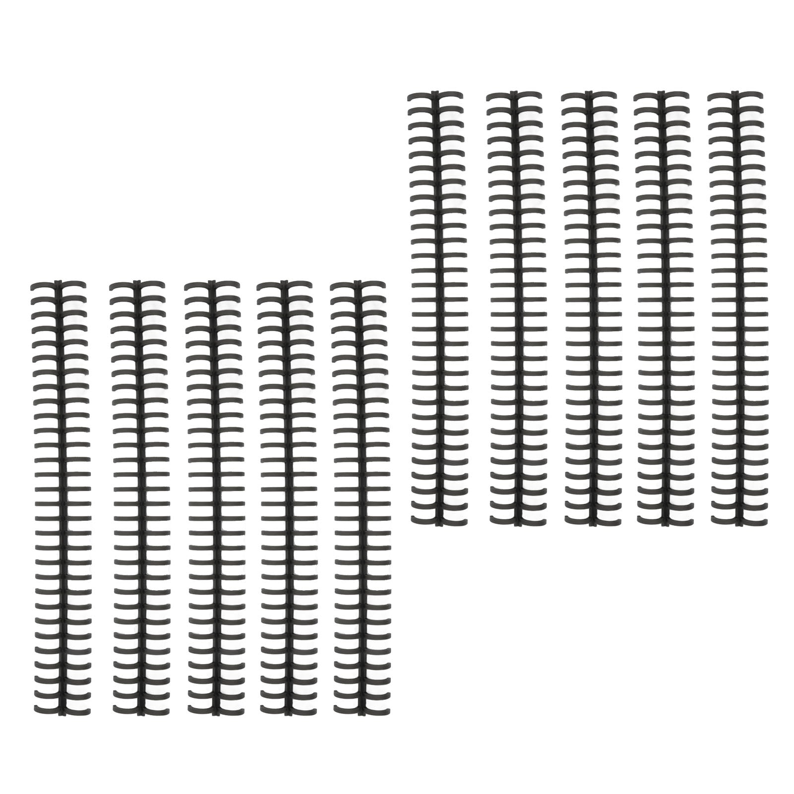 10Pcs Binding Spines Spirals Coils Combs 30 Holes Plastic Strip for Loose Leaf 1/2in Diameter Black