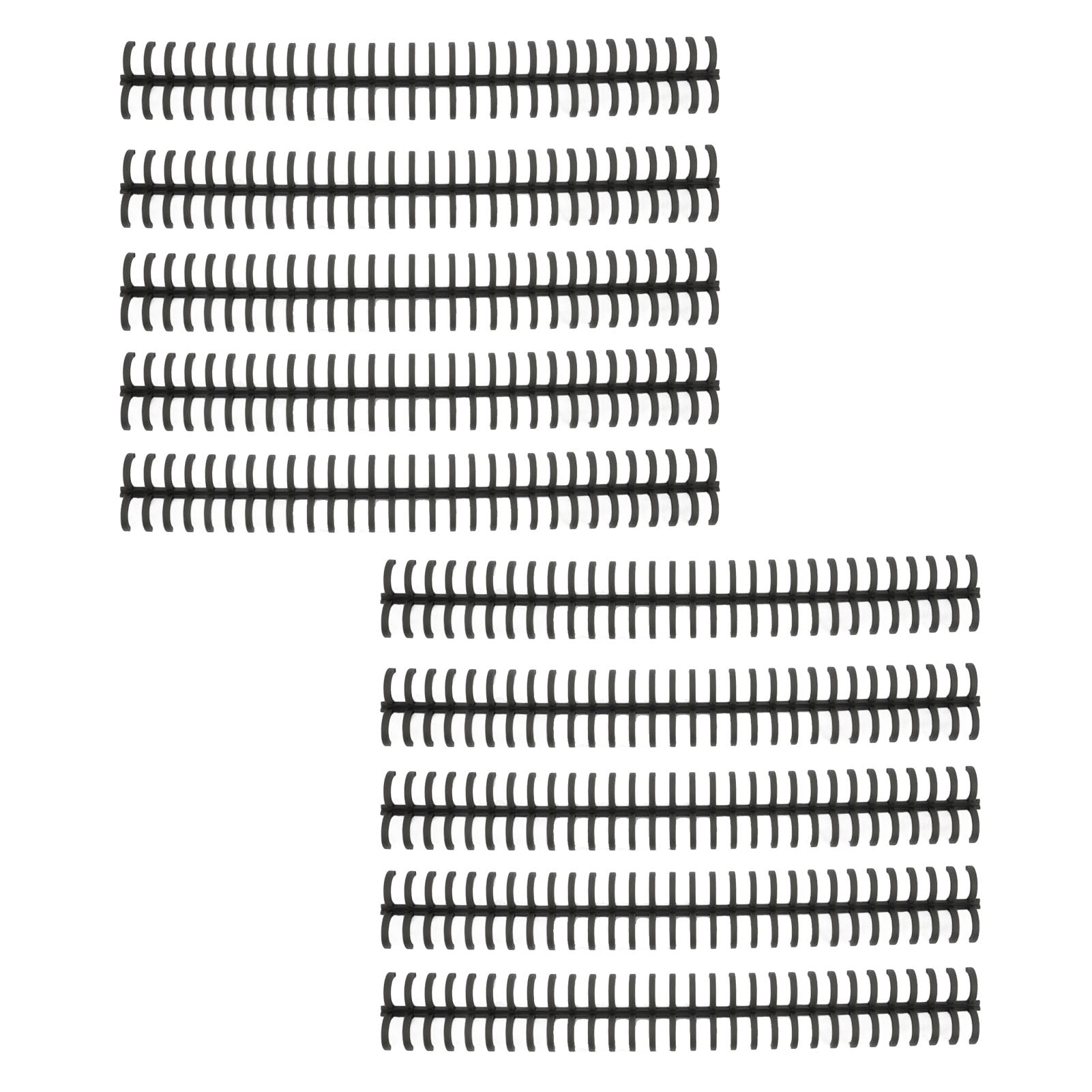 10Pcs Binding Spines Spirals Coils Combs 30 Holes Plastic Strip for Loose Leaf 1/2in Diameter Black