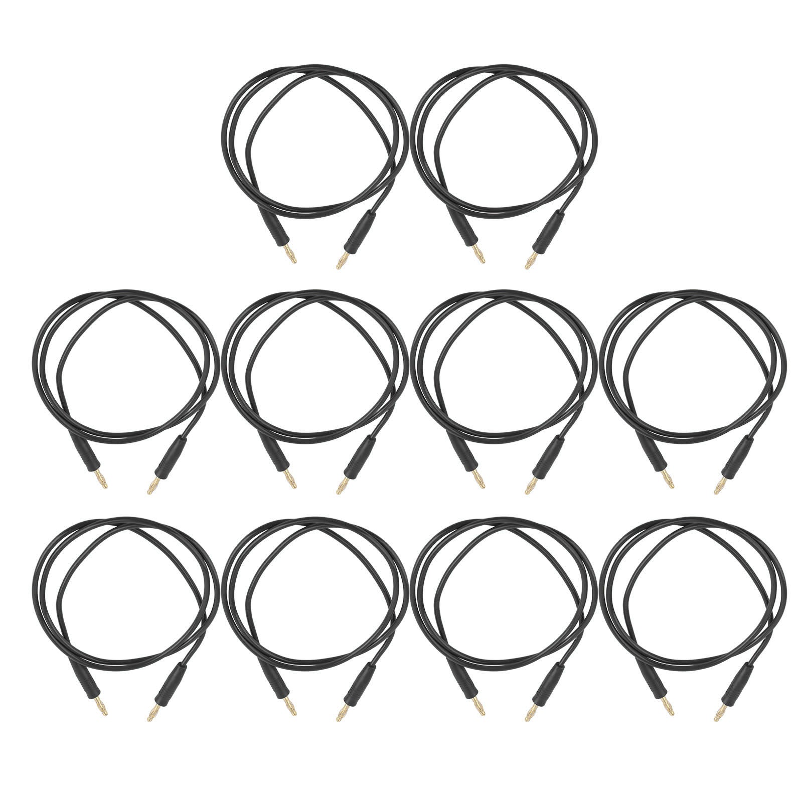 10 Set Banana Plug Test Leads Male to Male Gold Nickel Plated Brass Welding J.70003 4mm Black