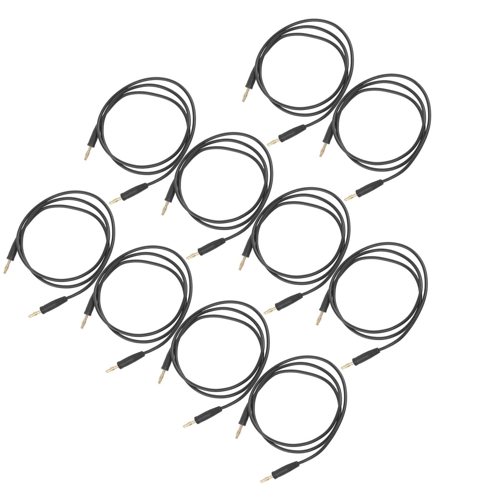 10 Set Banana Plug Test Leads Male to Male Gold Nickel Plated Brass Welding J.70003 4mm Black
