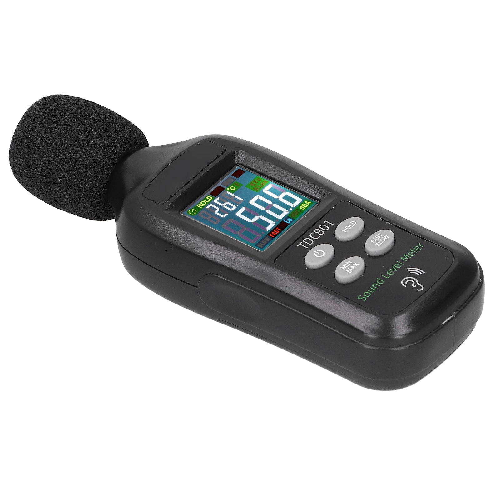 TDC801 Noise Decibel Tester LCD Display Digital Sound Level Meter Monitor 35dB-135dB