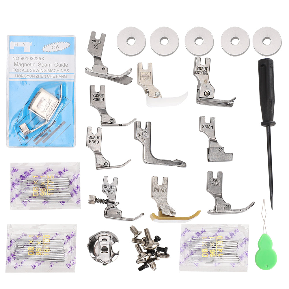 Presser Foot Kit Household Pin Bobbin Case Set Accessories for Flat Sewing Machine