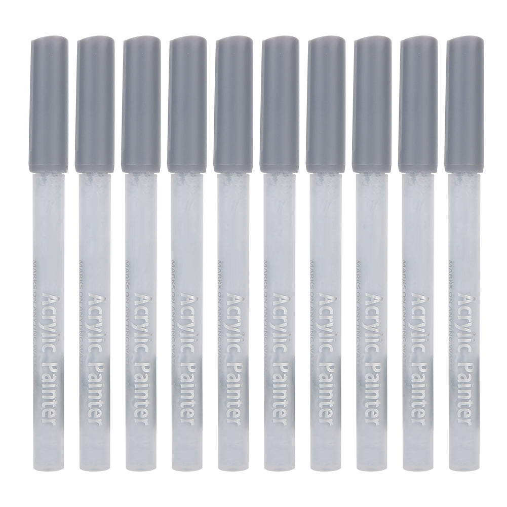 10pcs 1100M Acrylic Ink Art Markers Color Drawing Pens for Freehand Sketching DIY Rock Stone Porcelain Mug Glass Wood PaintingCold Gray