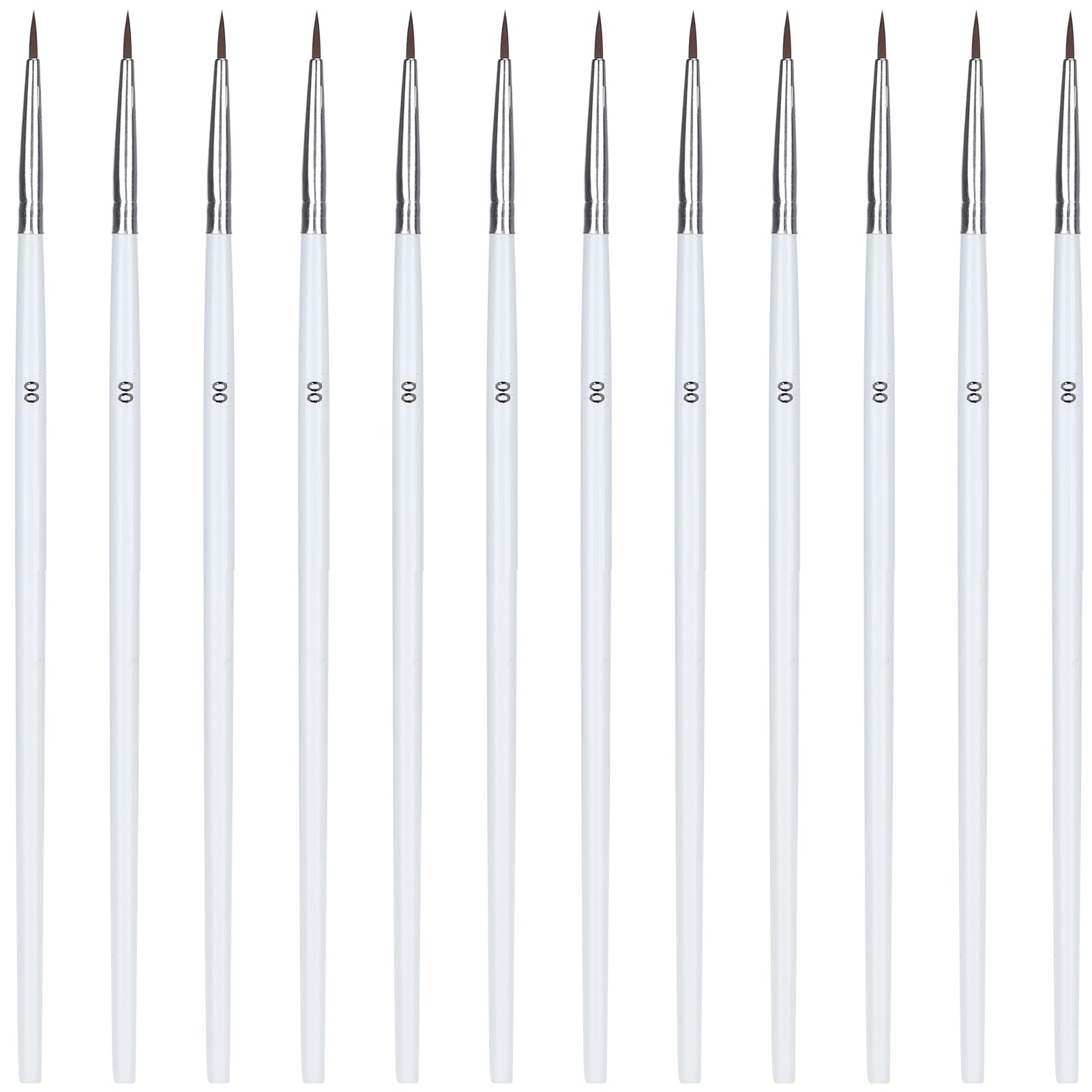 12Pcs Painting Brush Set White Multifunctional Extra Fine Digital Oil Paint Hook Line Pen(00 Medium )