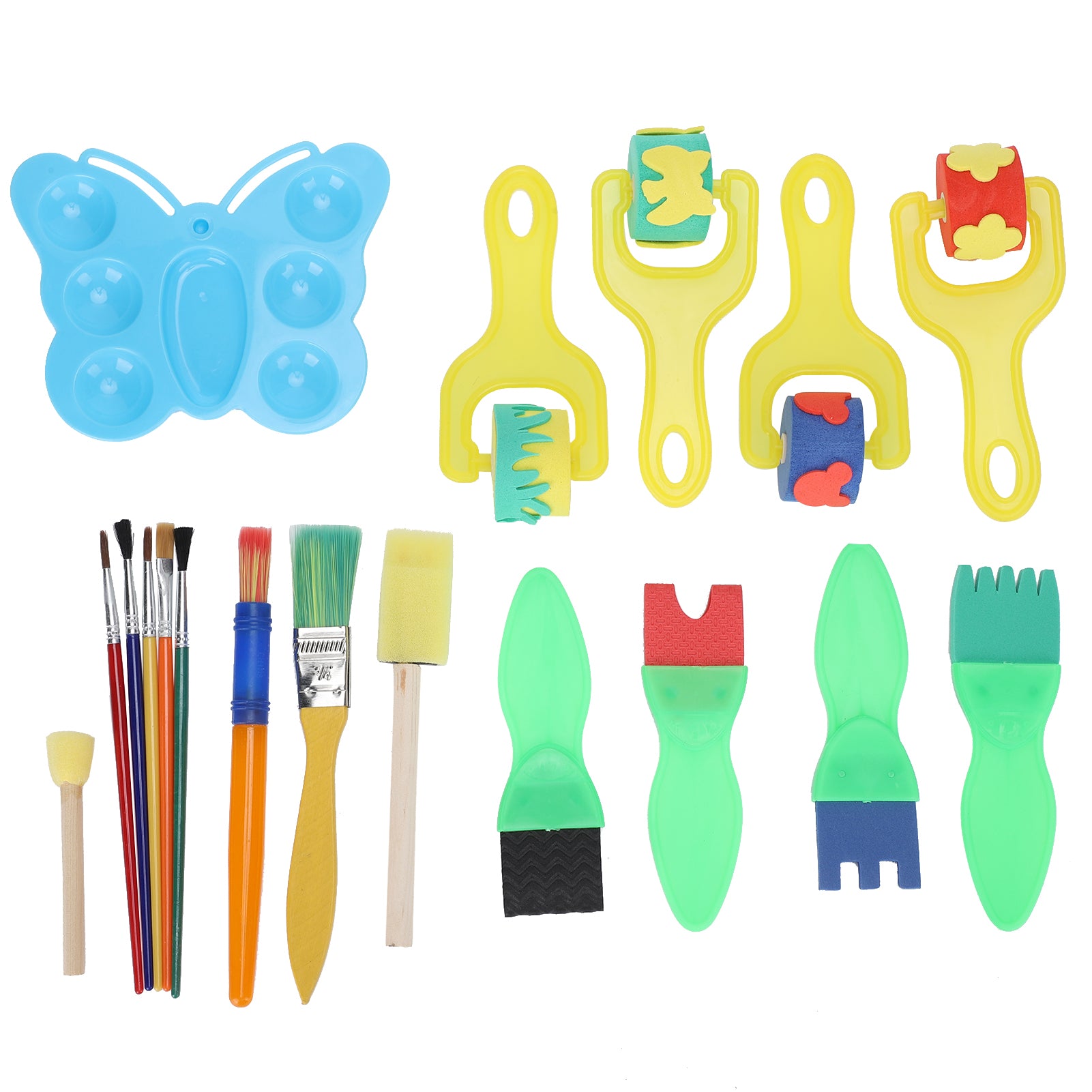 18Pcs Painting Spongy Brush Set MultiShapes Stamp Flower Drawing Foam Graffiti Tools