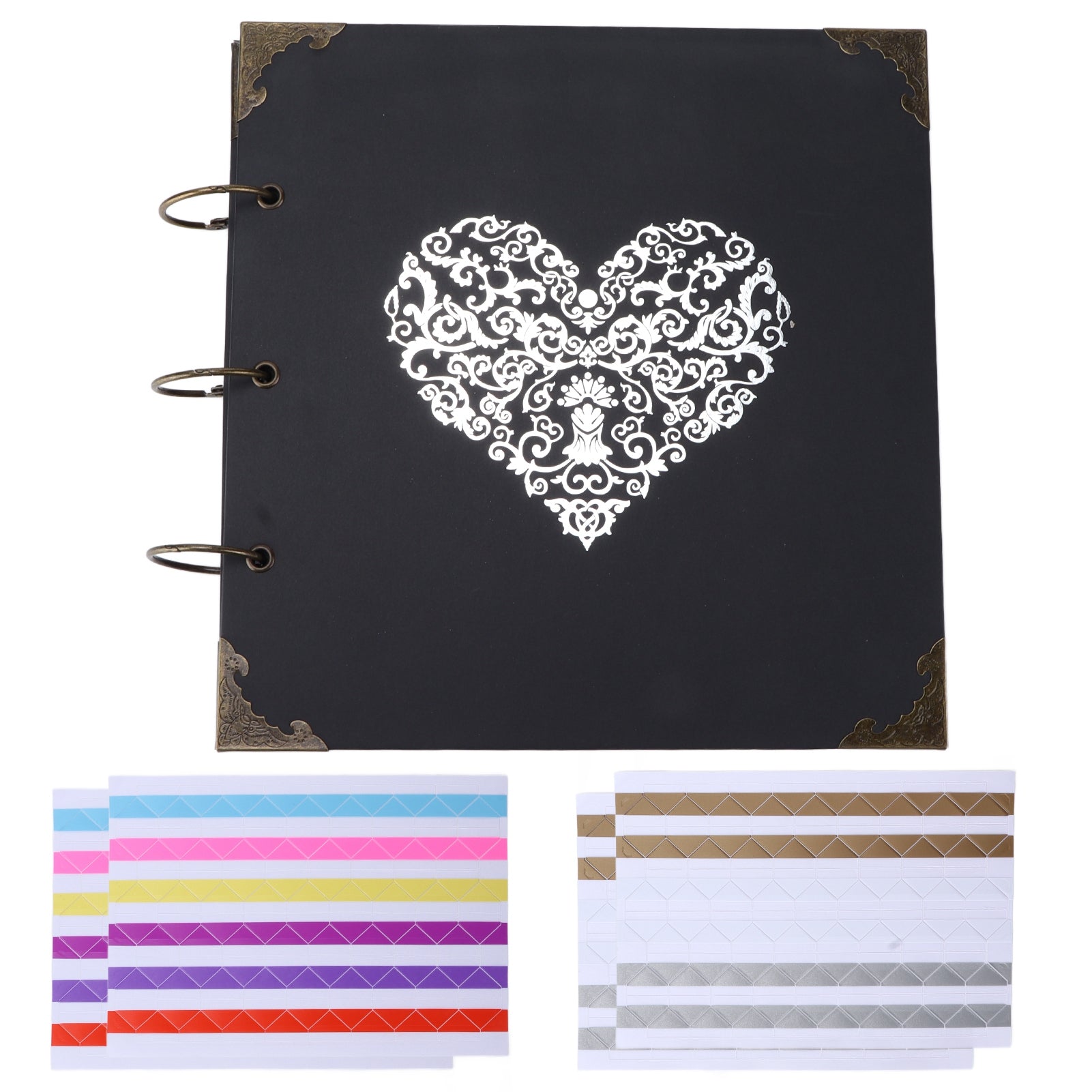 Scrapbooking Kits 25 Pages Blank Sticky Manual DIY Photo Album with Iron Ring for for Wedding Travelling Anniversary